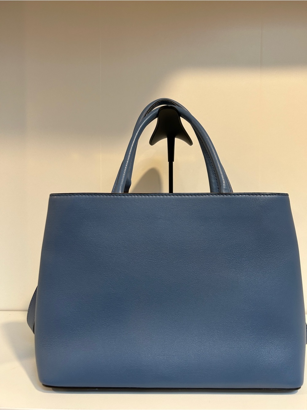 Fendi 2 Jours Blue Leather Top-Handle Tote Bag with Gold Hardware - Picture 2 of 11